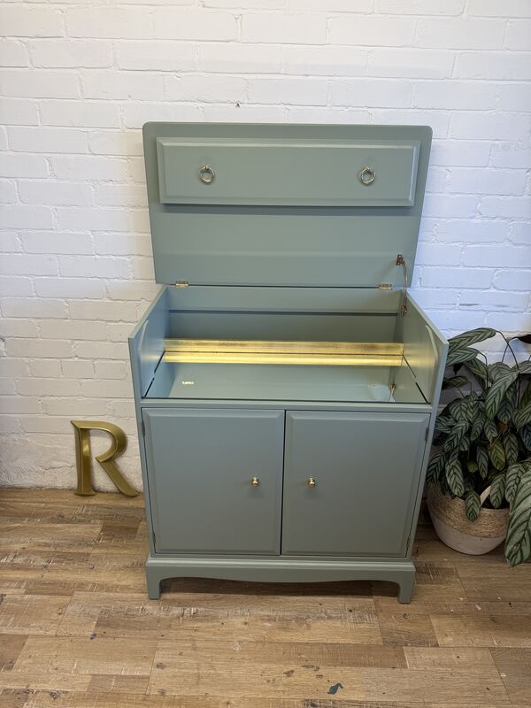 Stag Minstrel Drinks Cabinet | Card Room Green Farrow &amp; Ball | Vintage Cocktail Cabinet | Painted Sideboard | Mid Century Bar Cabinet - product images  of 