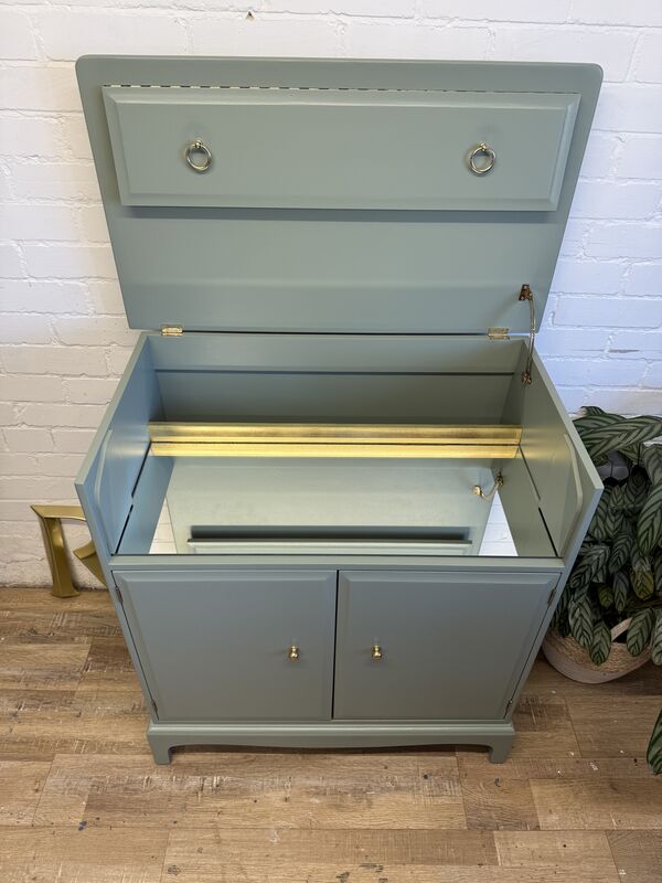 Stag Minstrel Drinks Cabinet | Card Room Green Farrow &amp; Ball | Vintage Cocktail Cabinet | Painted Sideboard | Mid Century Bar Cabinet - product images  of 