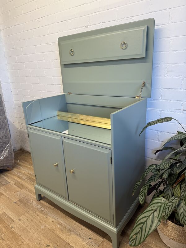 Stag Minstrel Drinks Cabinet | Card Room Green Farrow &amp; Ball | Vintage Cocktail Cabinet | Painted Sideboard | Mid Century Bar Cabinet - product images  of 