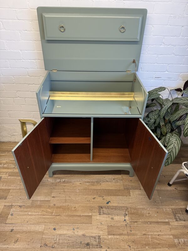 Stag Minstrel Drinks Cabinet | Card Room Green Farrow &amp; Ball | Vintage Cocktail Cabinet | Painted Sideboard | Mid Century Bar Cabinet - product images  of 