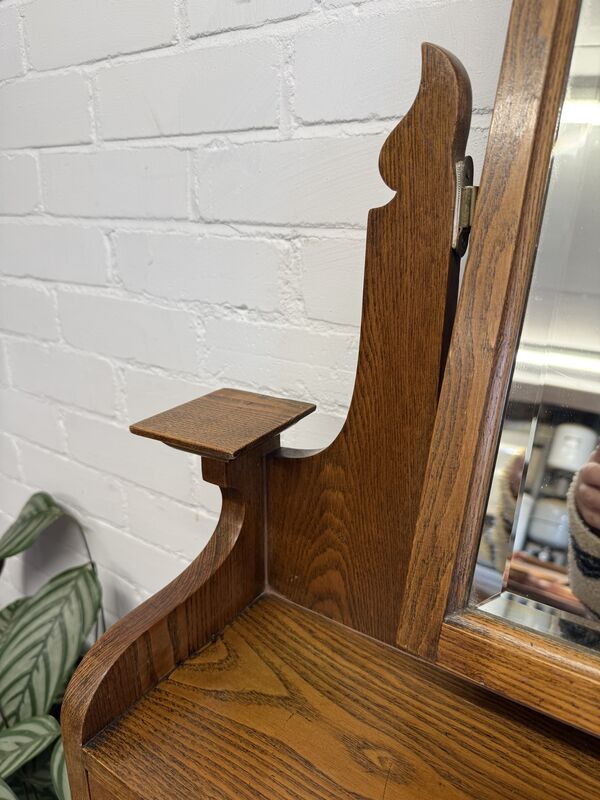 Edwardian Oak Dressing Chest with Tilting Mirror – Arts &amp; Crafts / Art Nouveau Influence - product images  of 
