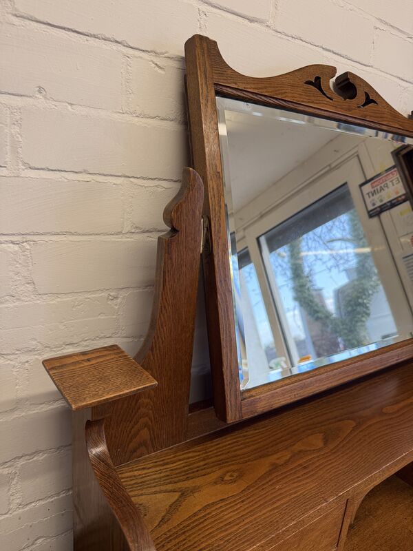 Edwardian Oak Dressing Chest with Tilting Mirror – Arts &amp; Crafts / Art Nouveau Influence - product images  of 