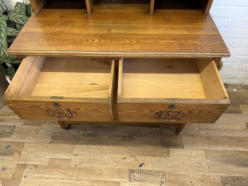 Edwardian Oak Dressing Chest with Tilting Mirror – Arts &amp; Crafts / Art Nouveau Influence - product images  of 