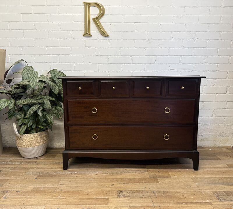 Stag Minstrel Chest of Drawers 4 Over 2 | Vintage Mid Century Mahogany | Small Lowboy / Compact Chest - product images  of 