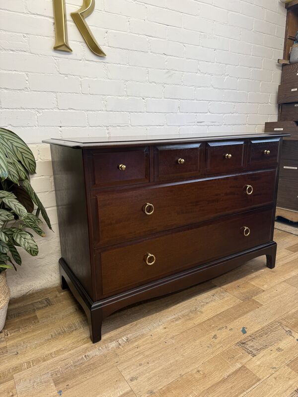 Stag Minstrel Chest of Drawers 4 Over 2 | Vintage Mid Century Mahogany | Small Lowboy / Compact Chest - product images  of 