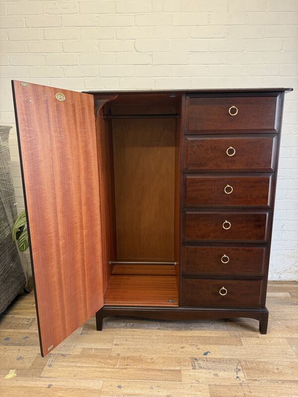 Stag Minstrel Wardrobe Chest – Mahogany Finish – Drawers &amp; Hanging – Excellent Condition - product images  of 