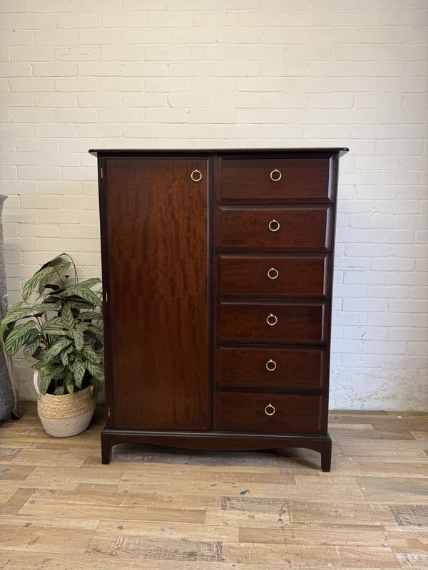 Stag Minstrel Wardrobe Chest – Mahogany Finish – Drawers &amp; Hanging – Excellent Condition - product images  of 