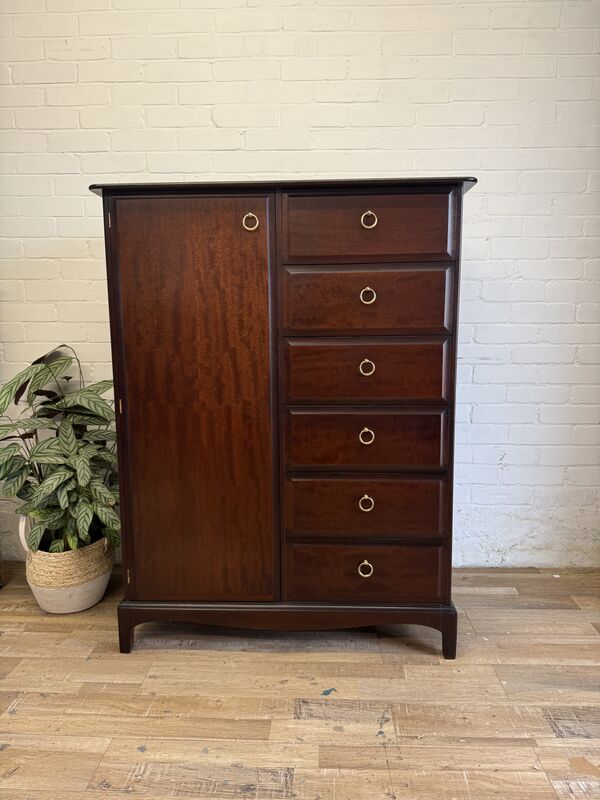 Stag Minstrel Wardrobe Chest – Mahogany Finish – Drawers &amp; Hanging – Excellent Condition - product images  of 