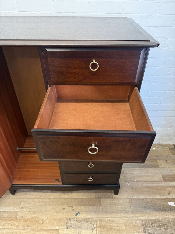 Stag Minstrel Wardrobe Chest – Mahogany Finish – Drawers &amp; Hanging – Excellent Condition - product images  of 