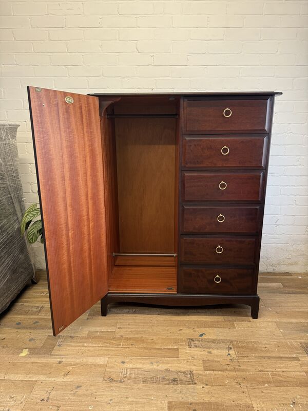 Stag Minstrel Wardrobe Chest – Mahogany Finish – Drawers &amp; Hanging – Excellent Condition - product images  of 