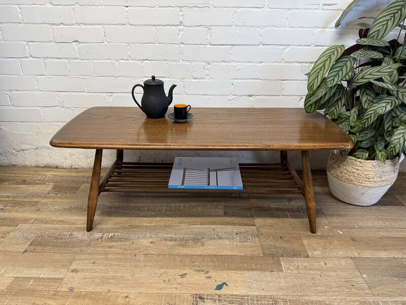 Ercol Windsor Coffee Table, Model 459, Elm, Spindle Rack, c.1980s - product images  of 