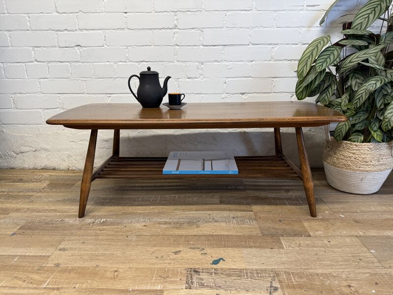 Ercol Windsor Coffee Table, Model 459, Elm, Spindle Rack, c.1980s - product images  of 