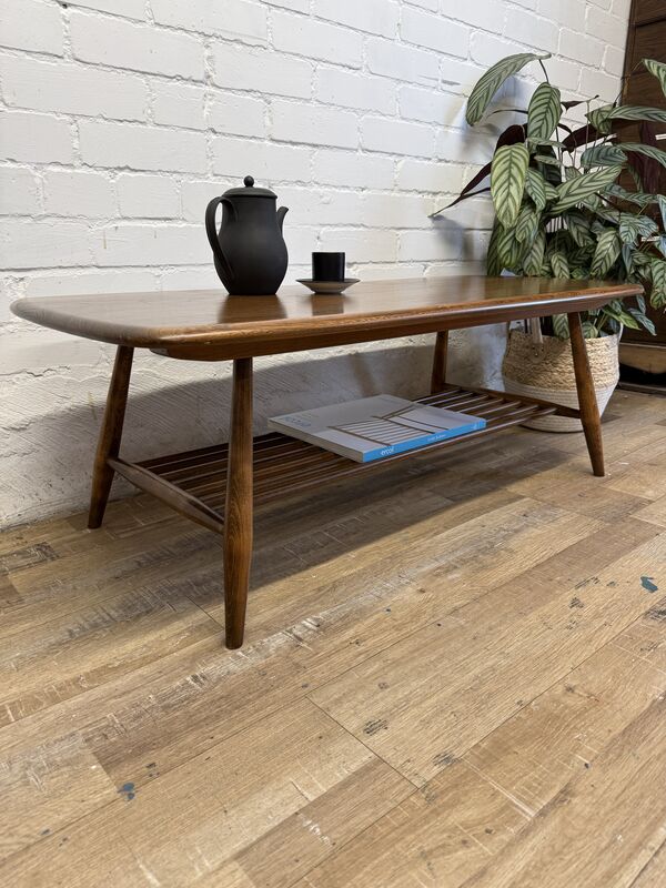 Ercol Windsor Coffee Table, Model 459, Elm, Spindle Rack, c.1980s - product images  of 