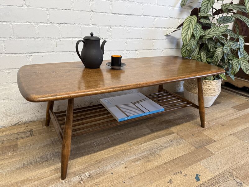 Ercol Windsor Coffee Table, Model 459, Elm, Spindle Rack, c.1980s - product images  of 