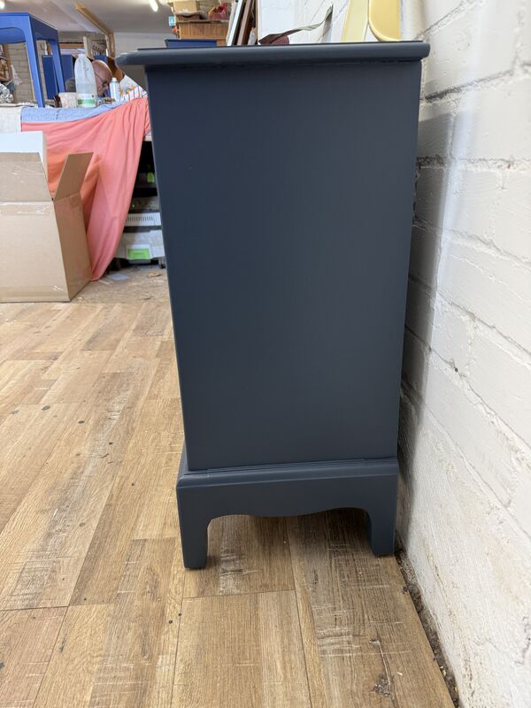 Stag Minstrel Bedside Tables Pair Painted After Midnight Navy | Tall Narrow Nightstands | Mid Century Modern Bedroom Furniture UK - product images  of 