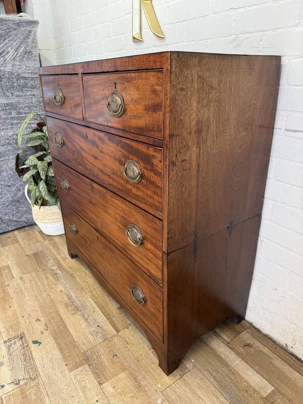 Antique Mahogany Chest on Chest – Two Section Tallboy – Georgian Style Drawers – Original Brass Handles - product images  of 