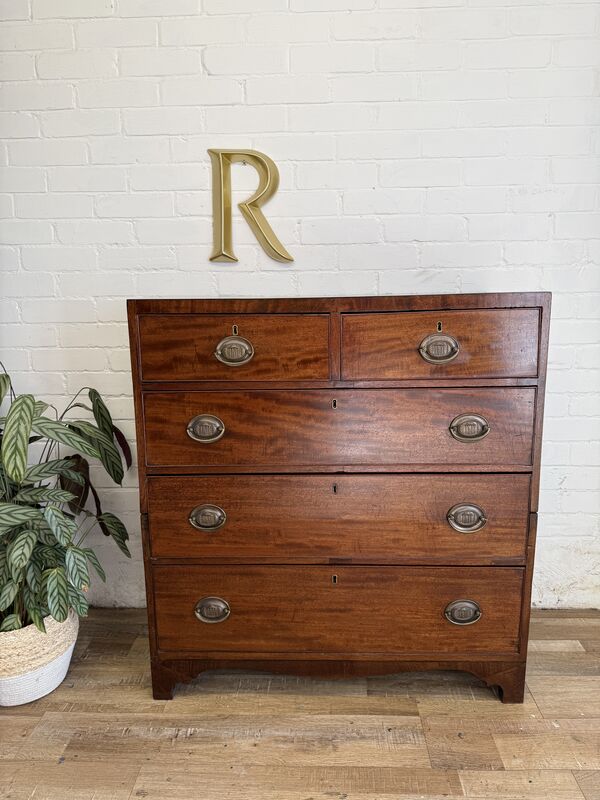 Antique Mahogany Chest on Chest – Two Section Tallboy – Georgian Style Drawers – Original Brass Handles - product images  of 