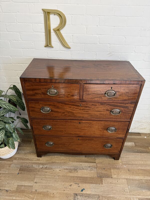 Antique Mahogany Chest on Chest – Two Section Tallboy – Georgian Style Drawers – Original Brass Handles - product images  of 