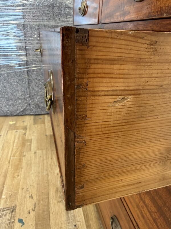 Antique Mahogany Chest on Chest – Two Section Tallboy – Georgian Style Drawers – Original Brass Handles - product images  of 