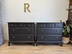 Stag,Minstrel,Pair,of,3,over,2,Chest,Drawers/,Bedsides,Black,Stag Minstrel Pair of 3 over 2 Chest of Drawers/ Bedsides Black
