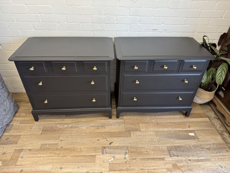 Stag Minstrel Pair of 3 over 2 Chest of Drawers/ Bedsides Black - product images  of 