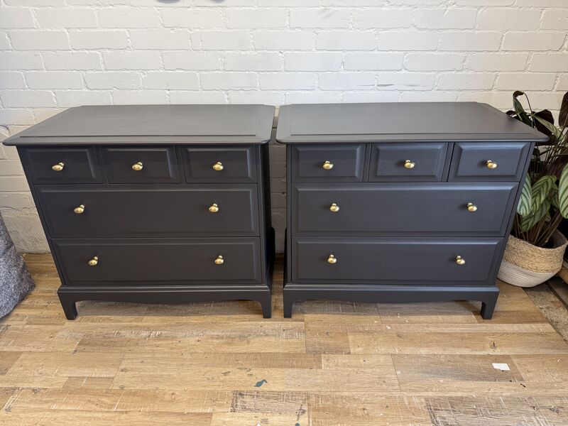 Stag Minstrel Pair of 3 over 2 Chest of Drawers/ Bedsides Black - product images  of 