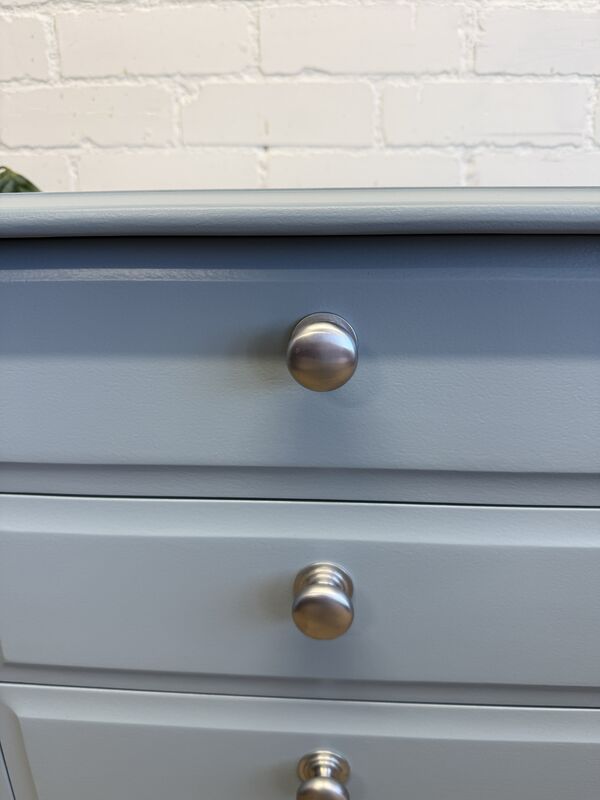 Stag Minstrel Bedside Chest Drawers – Painted in Selvedge by Farrow &amp; Ball – Satin Chrome Handles - product images  of 