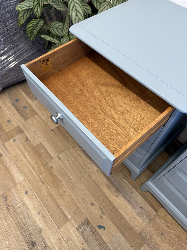 Stag Minstrel Bedside Chest Drawers – Painted in Selvedge by Farrow &amp; Ball – Satin Chrome Handles - product images  of 