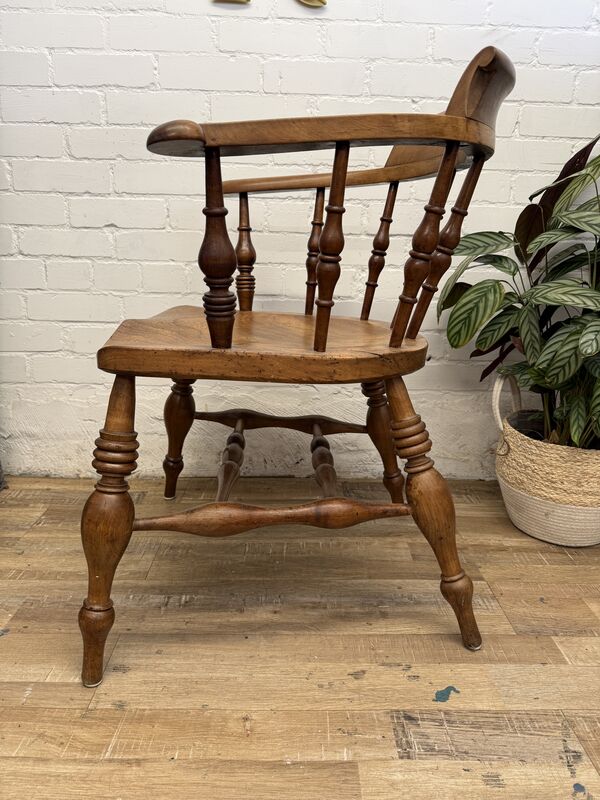 19th-century English Victorian Smoker’s Bow armchair (traditionally known as a Captain's chair) - product images  of 