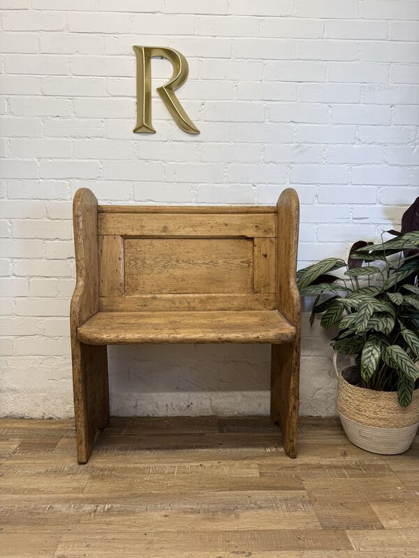 Antique Victorian Rustic Pine Settle Bench Single Pew - product images  of 