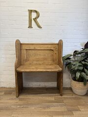 Antique,Victorian,Rustic,Pine,Settle,Bench,Single,Pew,Antique Victorian Rustic Pine Settle Bench Single Pew