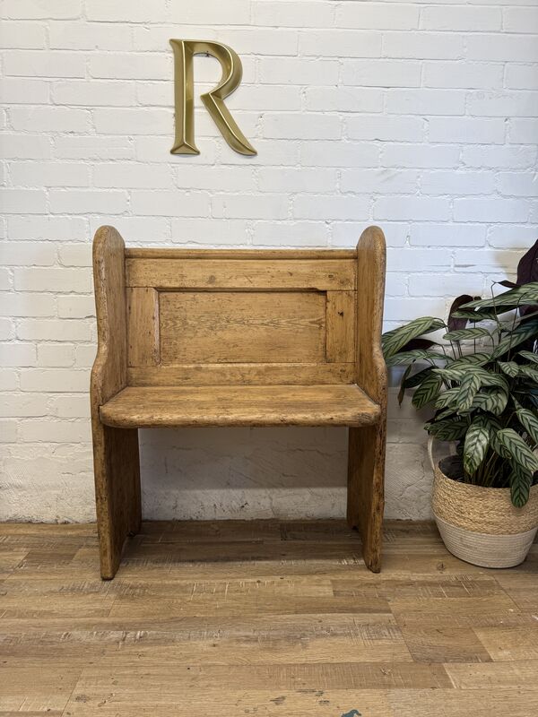 Antique Victorian Rustic Pine Settle Bench Single Pew - product images  of 