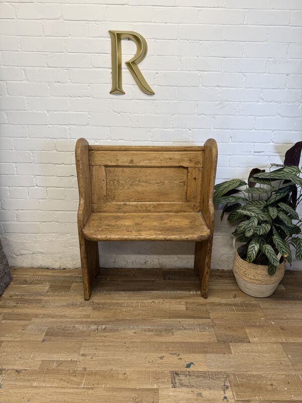 Antique Victorian Rustic Pine Settle Bench Single Pew - product images  of 
