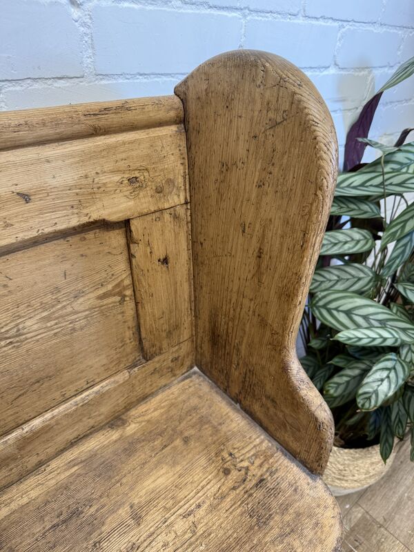 Antique Victorian Rustic Pine Settle Bench Single Pew - product images  of 