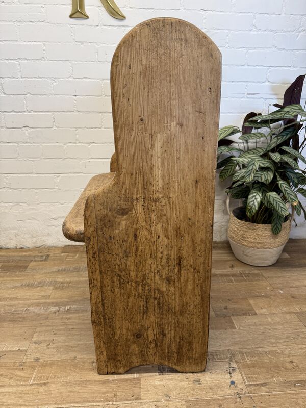 Antique Victorian Rustic Pine Settle Bench Single Pew - product images  of 