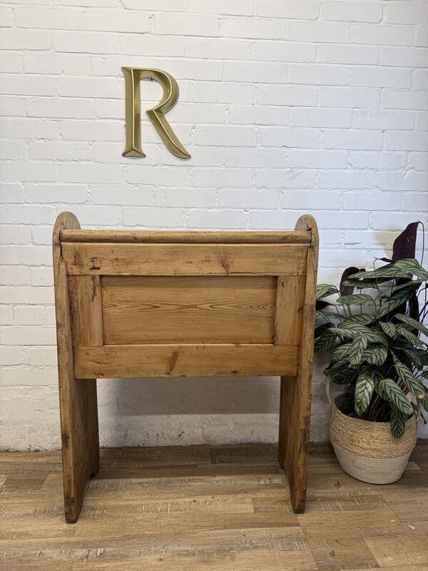 Antique Victorian Rustic Pine Settle Bench Single Pew - product images  of 