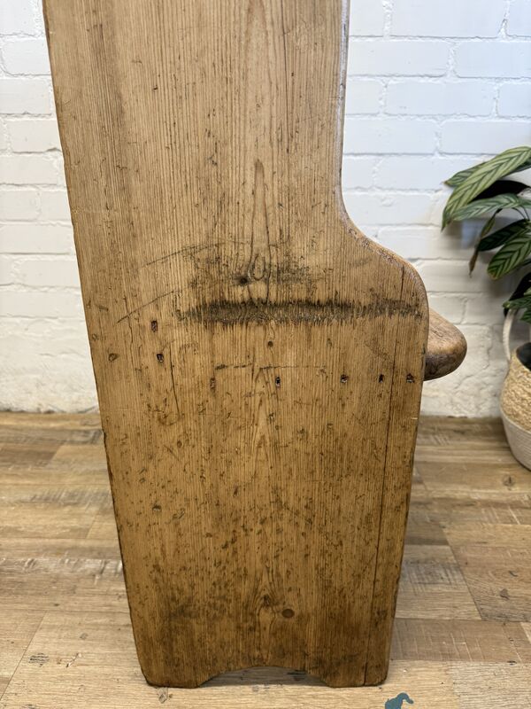 Antique Victorian Rustic Pine Settle Bench Single Pew - product images  of 
