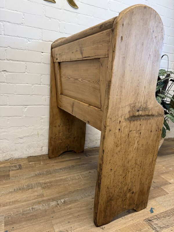 Antique Victorian Rustic Pine Settle Bench Single Pew - product images  of 