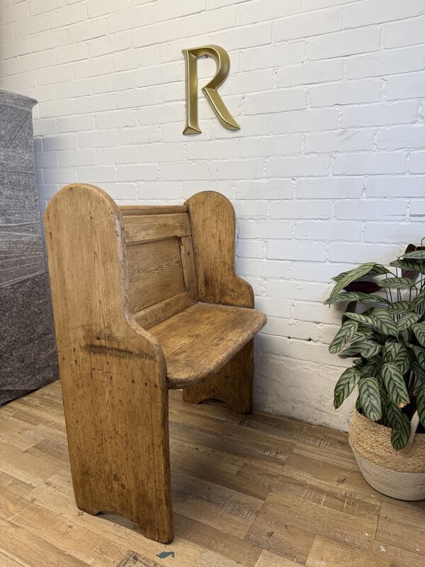 Antique Victorian Rustic Pine Settle Bench Single Pew - product images  of 