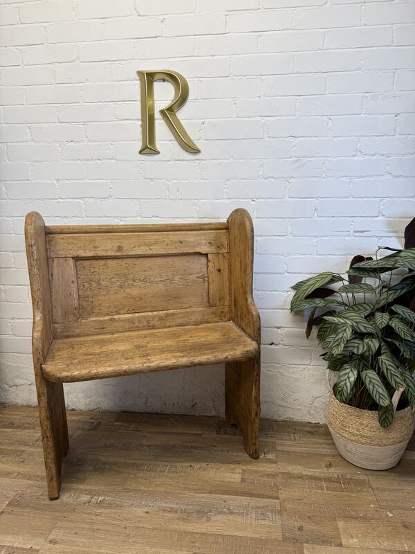 Antique Victorian Rustic Pine Settle Bench Single Pew - product images  of 
