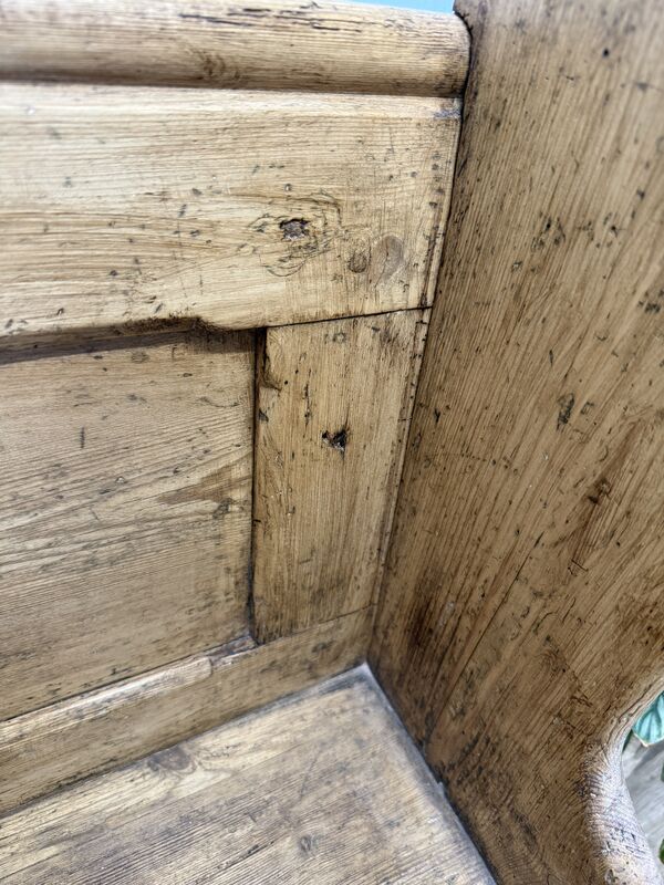Antique Victorian Rustic Pine Settle Bench Single Pew - product images  of 