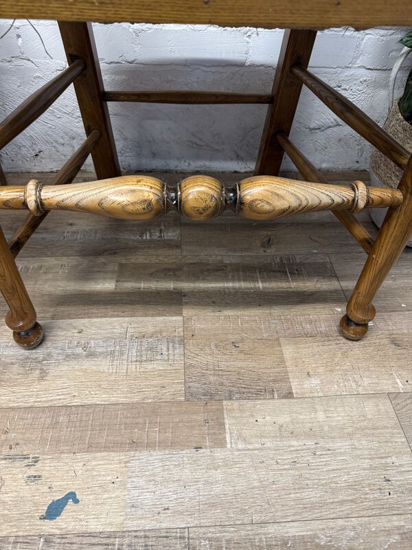 Pair of Vintage Oak Ladder Back Carver Chairs with Rush Seats - product images  of 