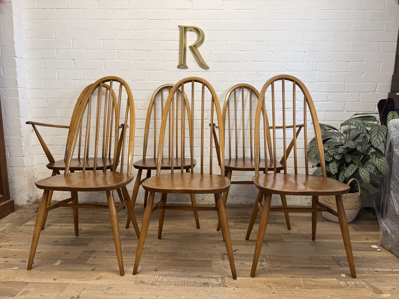 Vintage Ercol 365 Quaker Dining Chairs – Set of 6 (4 + 2 Carvers) – 1981 - product images  of 