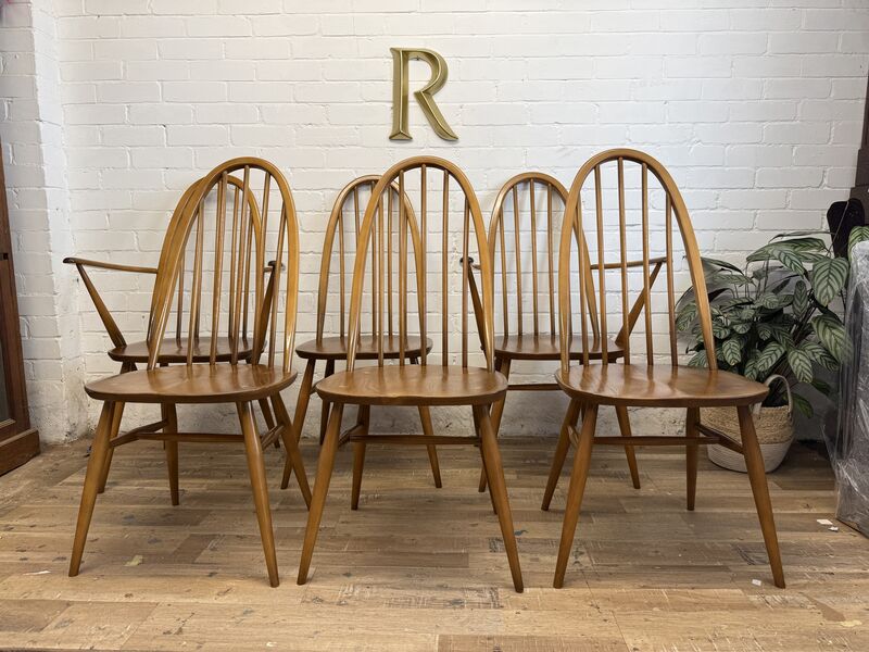 Vintage Ercol 365 Quaker Dining Chairs – Set of 6 (4 + 2 Carvers) – 1981 - product images  of 