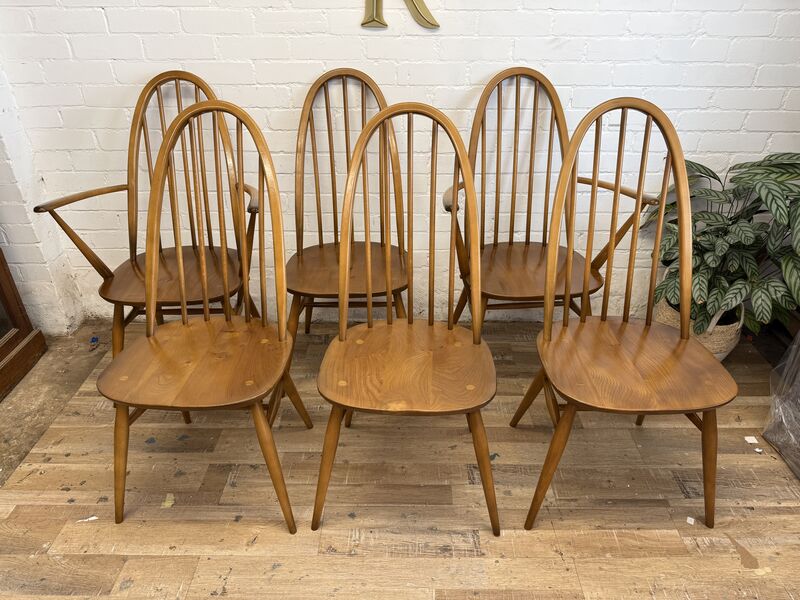 Vintage Ercol 365 Quaker Dining Chairs – Set of 6 (4 + 2 Carvers) – 1981 - product images  of 