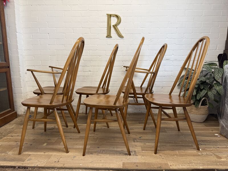 Vintage Ercol 365 Quaker Dining Chairs – Set of 6 (4 + 2 Carvers) – 1981 - product images  of 