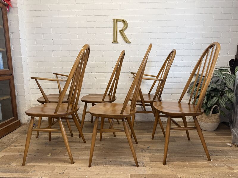 Vintage Ercol 365 Quaker Dining Chairs – Set of 6 (4 + 2 Carvers) – 1981 - product images  of 