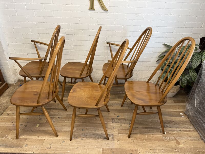 Vintage Ercol 365 Quaker Dining Chairs – Set of 6 (4 + 2 Carvers) – 1981 - product images  of 