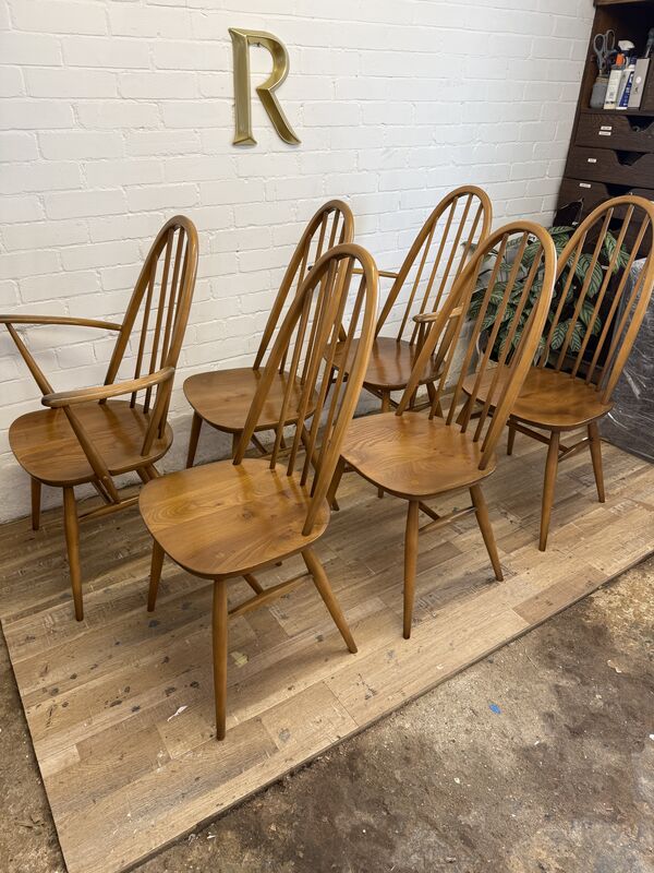Vintage Ercol 365 Quaker Dining Chairs – Set of 6 (4 + 2 Carvers) – 1981 - product images  of 