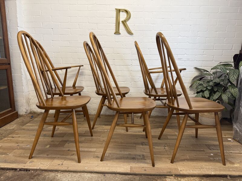Vintage Ercol 365 Quaker Dining Chairs – Set of 6 (4 + 2 Carvers) – 1981 - product images  of 